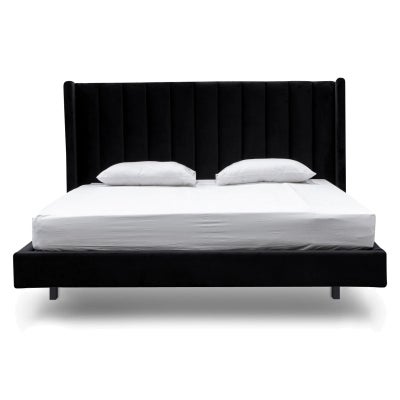 Kingsdale Velvet Fabric Platform Bed, Queen, Black