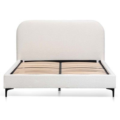 Notmark Boucle Fabric Platform Bed, Queen, Cream
