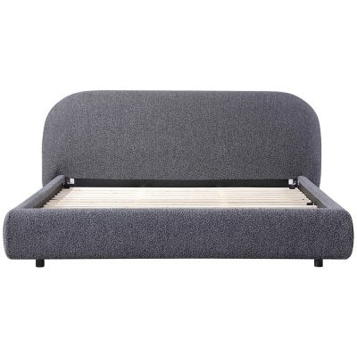 Borre Boucle Fabric Platform Bed, King, Charcoal Pepper