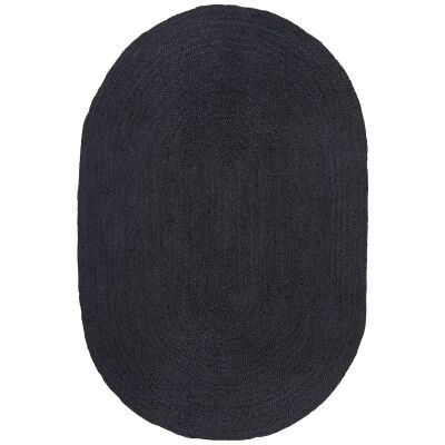 Bondi Hand Braided Jute Oval Rug, 280x190cm, Black