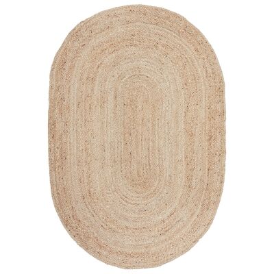 Bondi Hand Braided Jute Oval Rug, 280x190cm, Natural