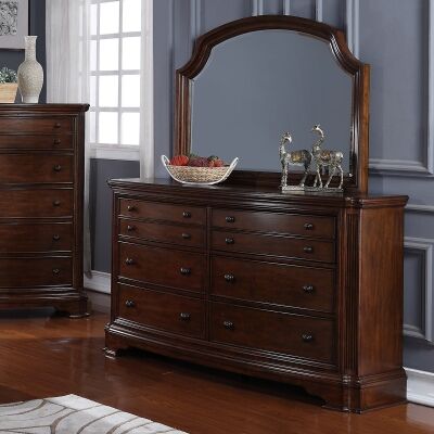 Barton Solid Timber 8 Drawer Dresser with Mirror