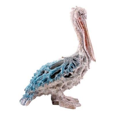 Aurelle Polyresin Coastal Figurine Ornament, Pelican, Blue / White