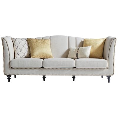 Brooke Fabric Sofa, 3 Seater, Beige