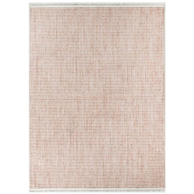 Berno Stripes Modern Rug, 330x240cm, Ivory / Pink