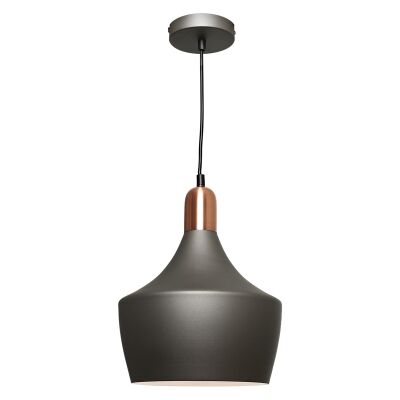 Bevo Metal Pendant Light, Cup Shade, Charcoal / Copper
