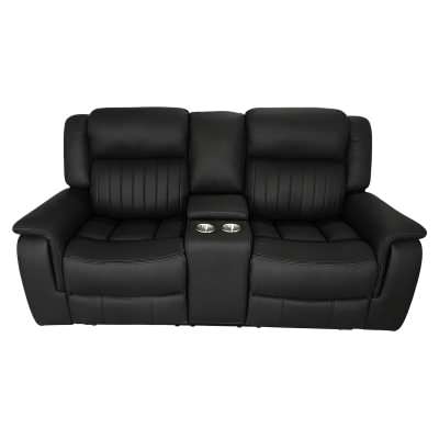 Contin II Technology Fabric Power Motion Recliner Home Theater Sofa, 2 Seater, Black