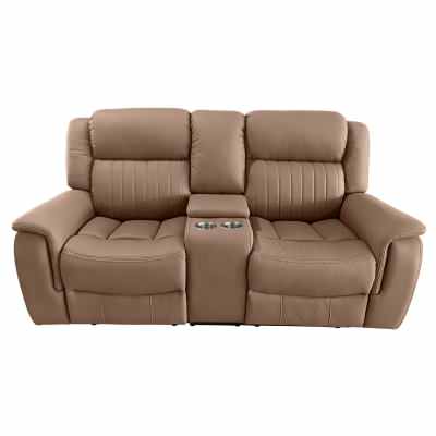 Contin II Technology Fabric Power Motion Recliner Home Theater Sofa, 2 Seater, Latte