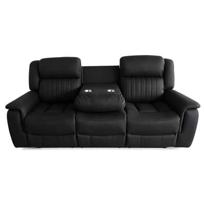 Contin II Technology Fabric Power Motion Recliner Home Theater Sofa, 3 Seater, Black