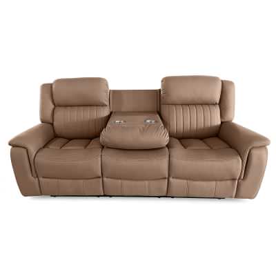 Contin II Technology Fabric Power Motion Recliner Home Theater Sofa, 3 Seater, Latte