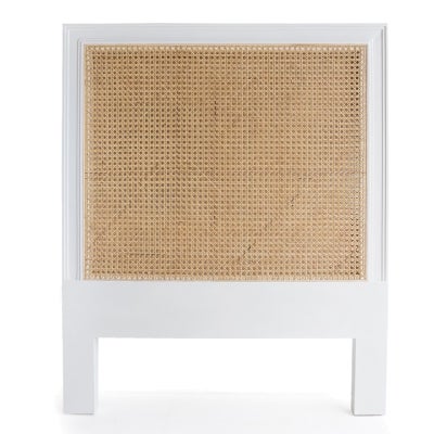 Saman Timber & Rattan Bed Headboard, Single, White