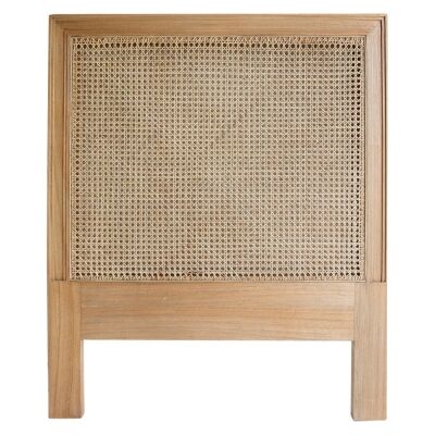 Saman Timber & Rattan Bed Headboard, King Single, Weathered Oak