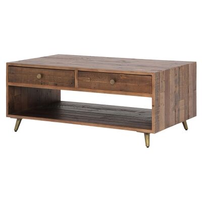 Bohemian Reclaimed Timber 2 Drawer Coffee Table, 120cm