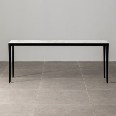 BKC Innovation S Commercial Grade Indoor / Outdoor Minimalist Console Table, 180cm, Calacatta Oro / Black