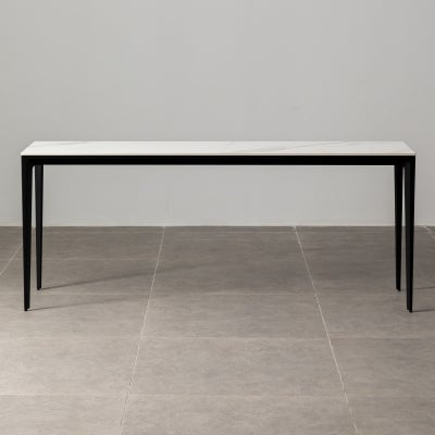 BKC Innovation S Commercial Grade Indoor / Outdoor Minimalist Console Table, 180cm, Calacatta / Black