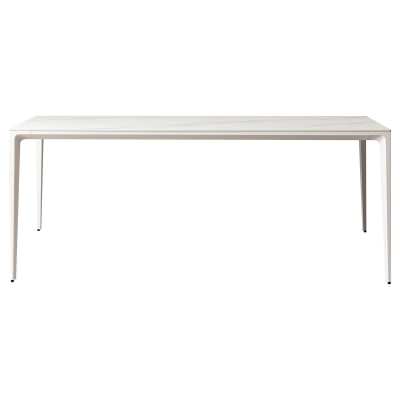BK Ciandre Innovation S Commercial Grade Porcelain Top Dining Table, 180cm, Calacatta / White