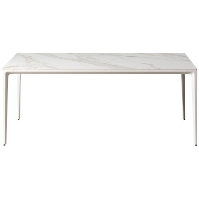BK Ciandre Innovation S Commercial Grade Indoor / Outdoor Minimalist Dining Table, 140cm, Calacatta Oro / White