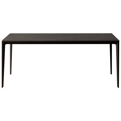 BK Ciandre Innovation S Commercial Grade Indoor / Outdoor Minimalist Dining Table, 140cm, Black Sandstone / Bronze