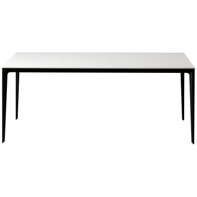 BK Ciandre Innovation S Commercial Grade Indoor / Outdoor Minimalist Dining Table, 180cm, White / Black