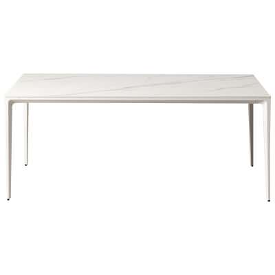 BK Ciandre Innovation S Commercial Grade Porcelain Top Dining Table, 140cm, Calacatta / White