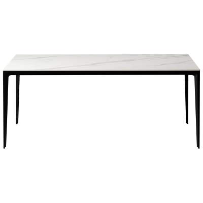BK Ciandre Innovation S Commercial Grade Porcelain Top Dining Table, 140cm, Calacatta / Black