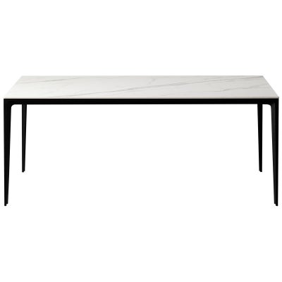 BK Ciandre Innovation S Commercial Grade Indoor / Outdoor Minimalist Dining Table, 180cm, Calacatta / Black