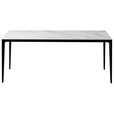 BK Ciandre Innovation S Commercial Grade Porcelain Top Dining Table, 140cm, Calacatta Oro / Black
