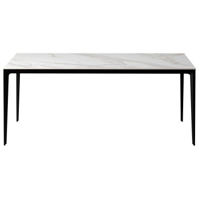 BK Ciandre Innovation S Commercial Grade Indoor / Outdoor Minimalist Dining Table, 180cm, Calacatta Oro / Black
