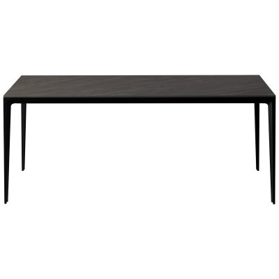 BK Ciandre Innovation S Commercial Grade Indoor / Outdoor Minimalist Dining Table, 180cm, Black Sandstone / Black