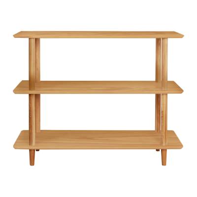 Aria Wooden Low Display Shelf, Small, Oak