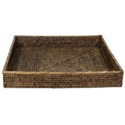 Savannah Rattan Tray, Square, Small, Tobacco
