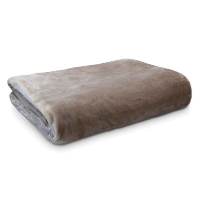 Ardor Boudoir Lucia Luxury Velvet Plush Blanket, 240x245cm, Stone