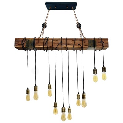 Tarleton Industrial Wooden Beam Cluster Pendant Light