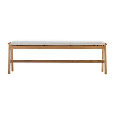 Aura Fabric & Oak Timber Dining Bench, 140cm, Light Grey / Oak