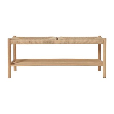 Olsen Woven Cord & Oak Timber Bench, 110cm, Oak / Beige