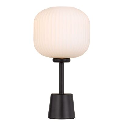 Bobo Metal & Glass Table Lamp, Black / Opal