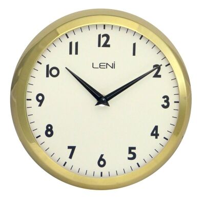 Leni School Metal Round Wall Clock - Gold
