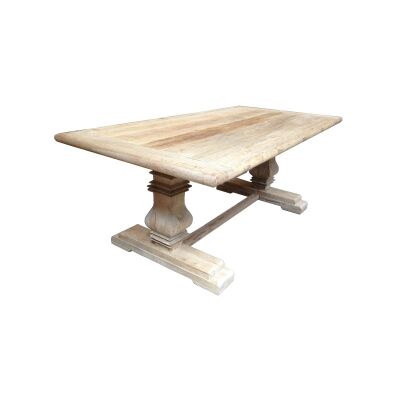 Porge Reclaimed Elm Timber Pedestal Dining Table, 200cm, Natural