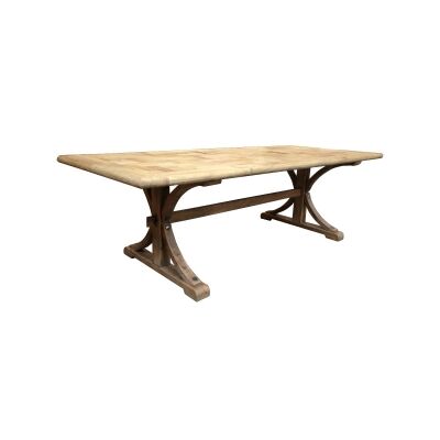 Leclerc Reclaimed Elm Timber Trestle Dining Table, 250cm, Natural