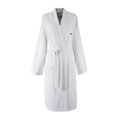 Lacoste Defile Organic Cotton Bath Robe, Small, White