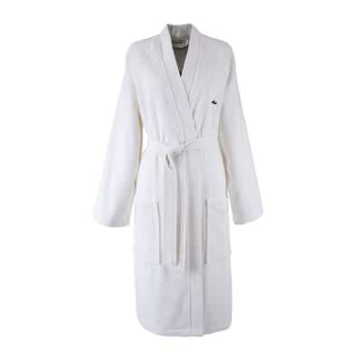 Lacoste Defile Organic Cotton Bath Robe, X-Large, White