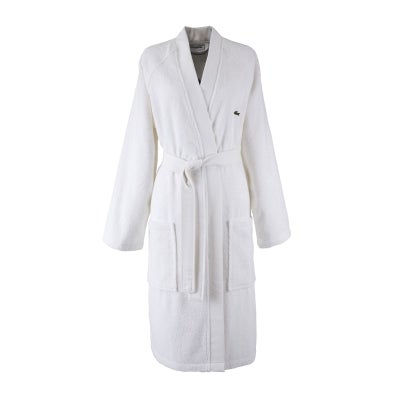 Lacoste Defile Organic Cotton Bath Robe, X-Small, White