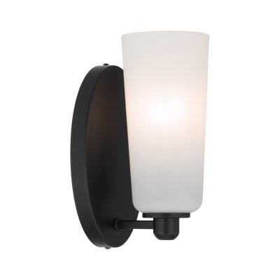 Brevan Glass & Iron Wall Light, 1 Light, Black