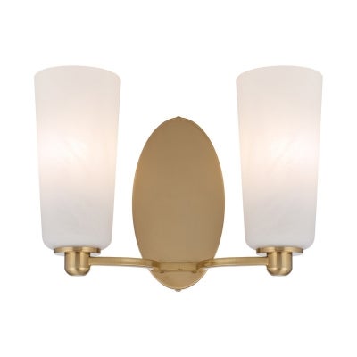 Brevan Glass & Iron Wall Light, 2 Light, Antique Gold