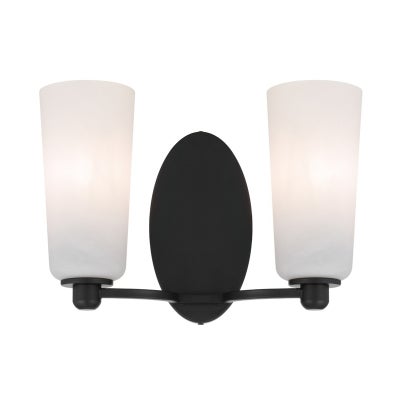 Brevan Glass & Iron Wall Light, 2 Light, Black