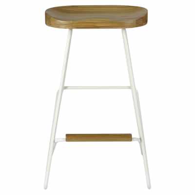 Huxley Elm & Steel Backless Counter Stool, Natural / White