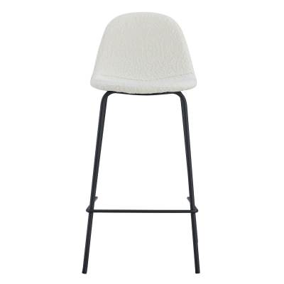 Luca Boucle Fabric Counter Stool, Set of 2, White / Black