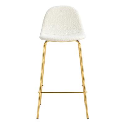 Luca Boucle Fabric Counter Stool, Set of 2, White / Gold