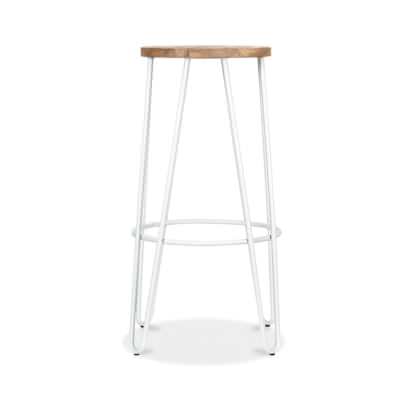 Alice Timber & Steel Round Counter Stool, White