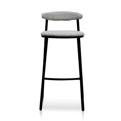 Steeves Fabric & Metal Counter Stool, Set of 2, Silver Grey / Black